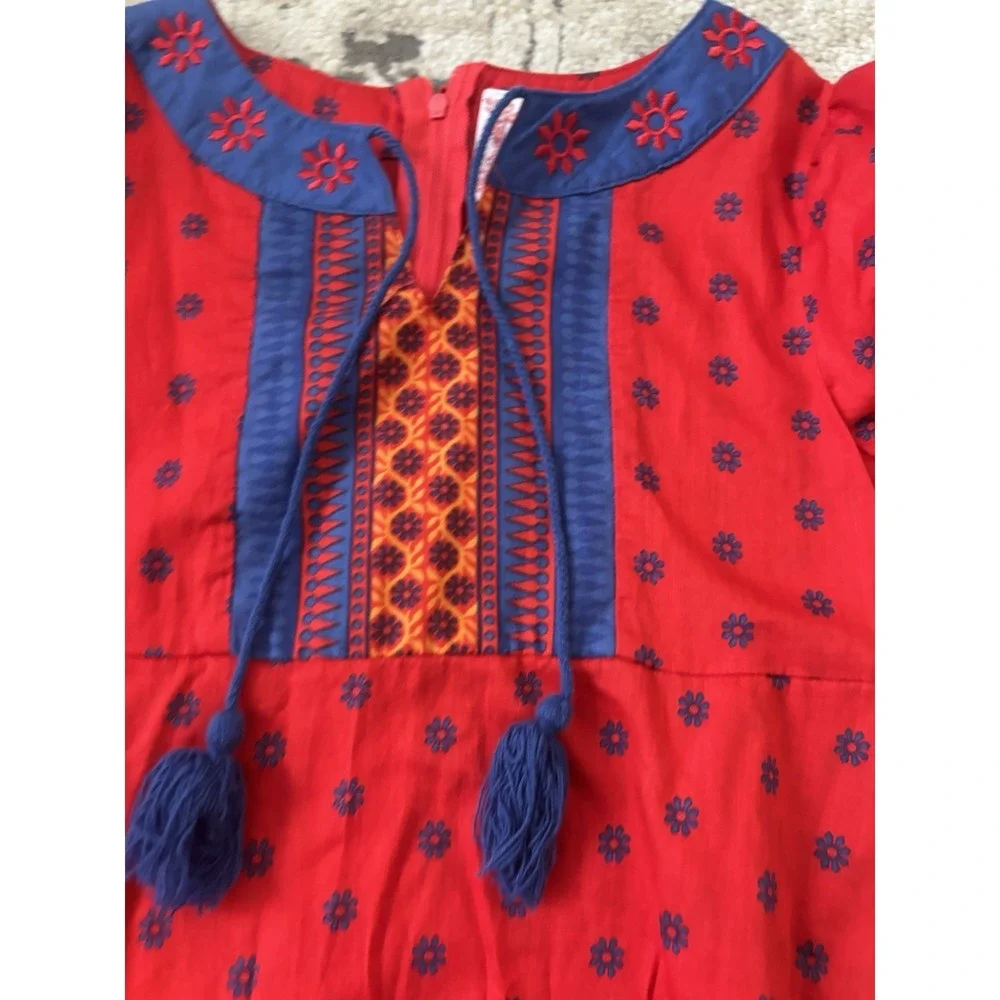 American‎ Girl Dress Size 10 Graphic Print Tie Front Zipper Back